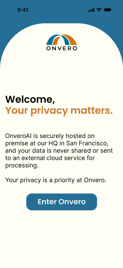 OnveroAI privacy onboarding